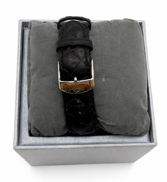 Michele Deco Diamond Watch – Black Leather Strap