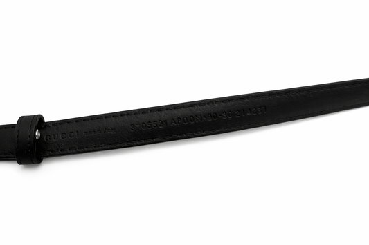Gucci GG Leather Belt – Black with Silver GG Buckle