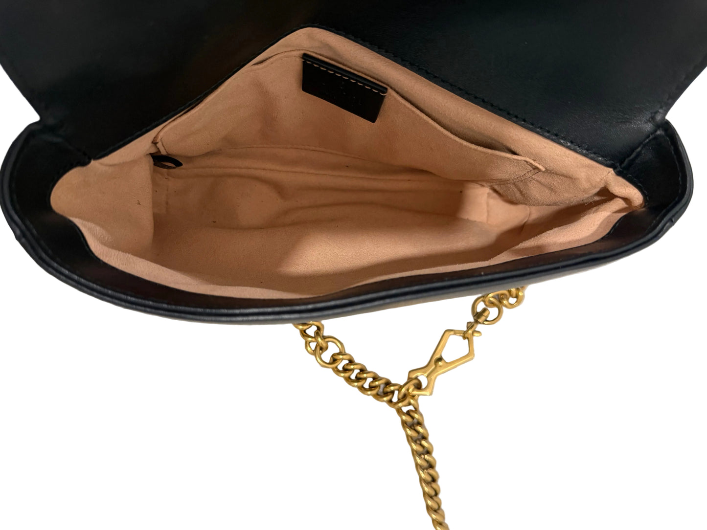 Gucci GG Marmont Mini Chain Bag – Black Leather with Pearl GG