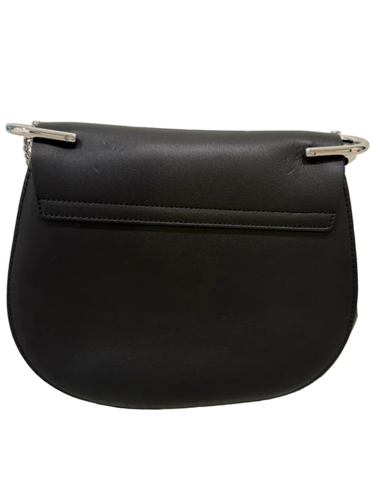 Chloé Drew Small Shoulder Bag – Black Leather & Suede with Silver Hardware
