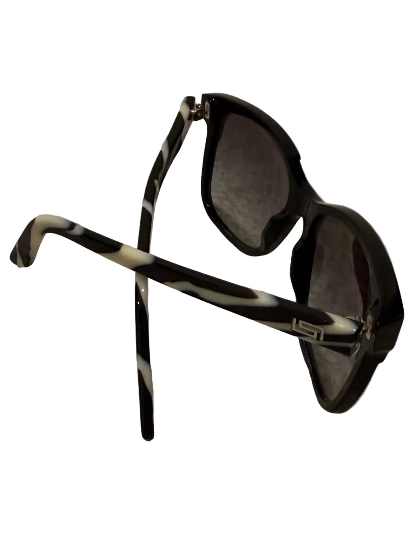 Versace Oversized Black Sunglasses with Marble Arms