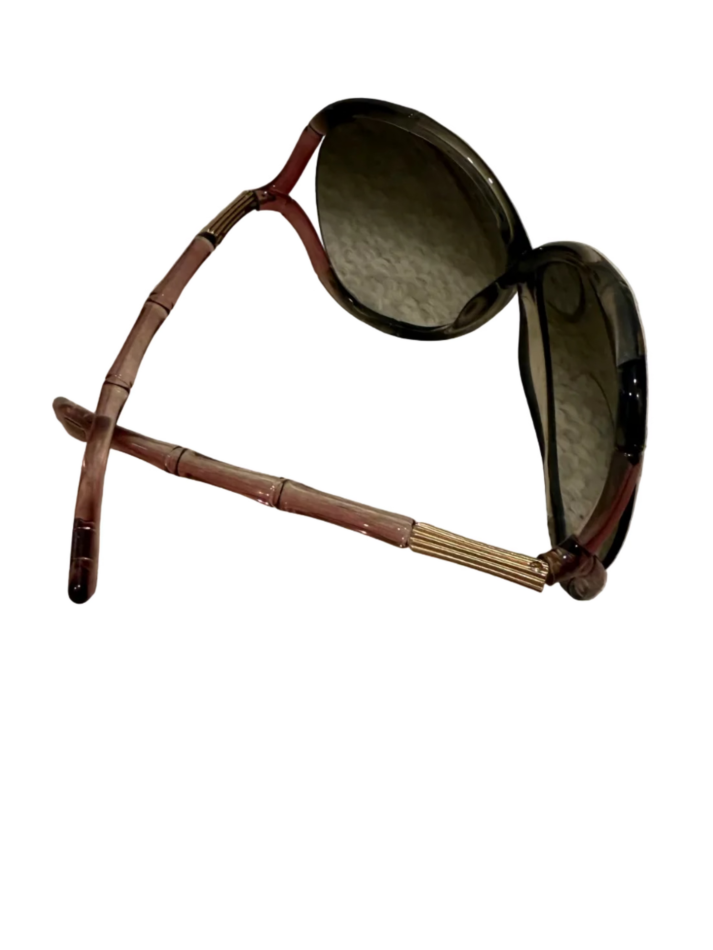 Tom Ford Oversized Butterfly Sunglasses with Bamboo-Style Gold Arms