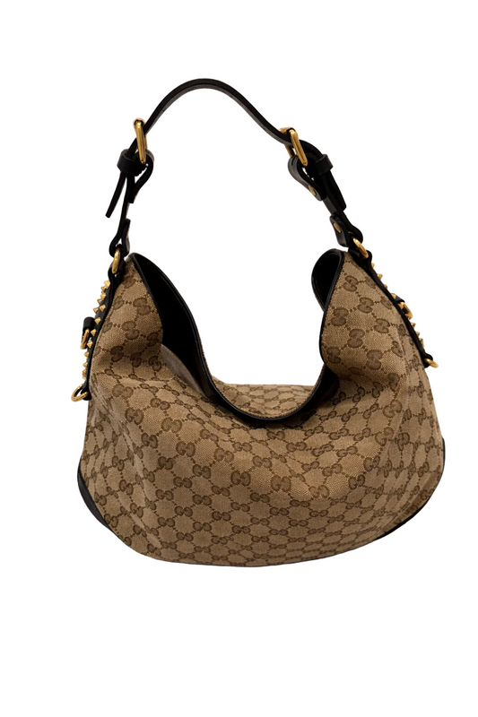 Gucci GG Canvas Studded Hobo Bag