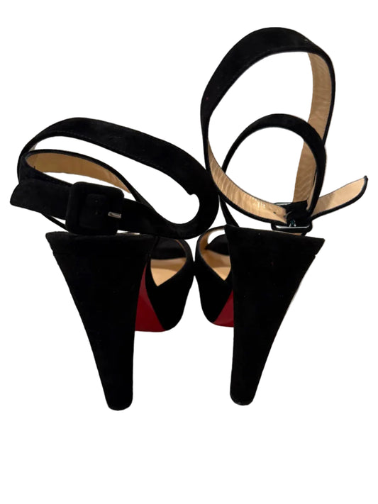 Christian Louboutin Black Suede Platform Heels – Red Sole