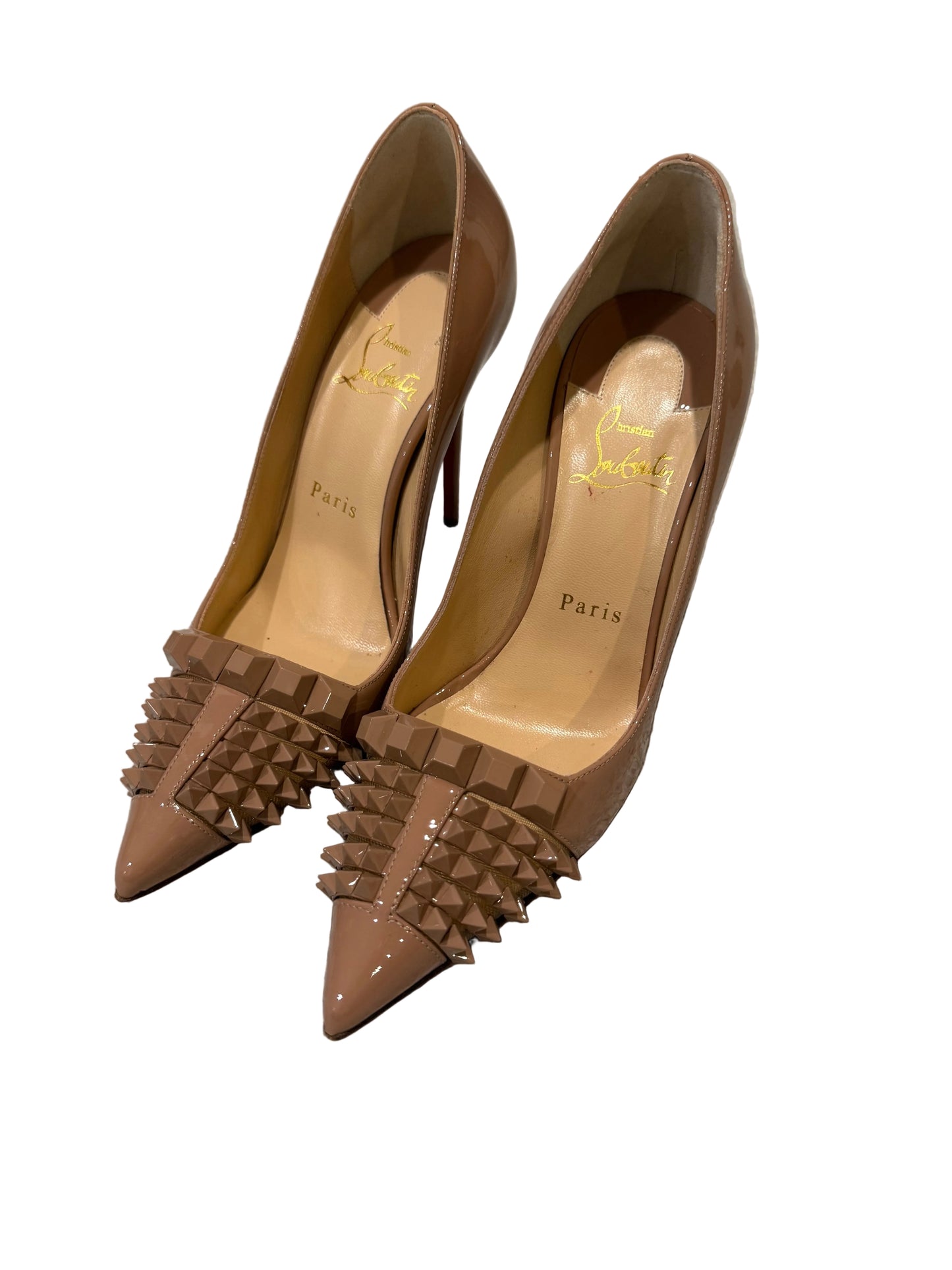 Christian Louboutin Studded Patent Pumps – Nude