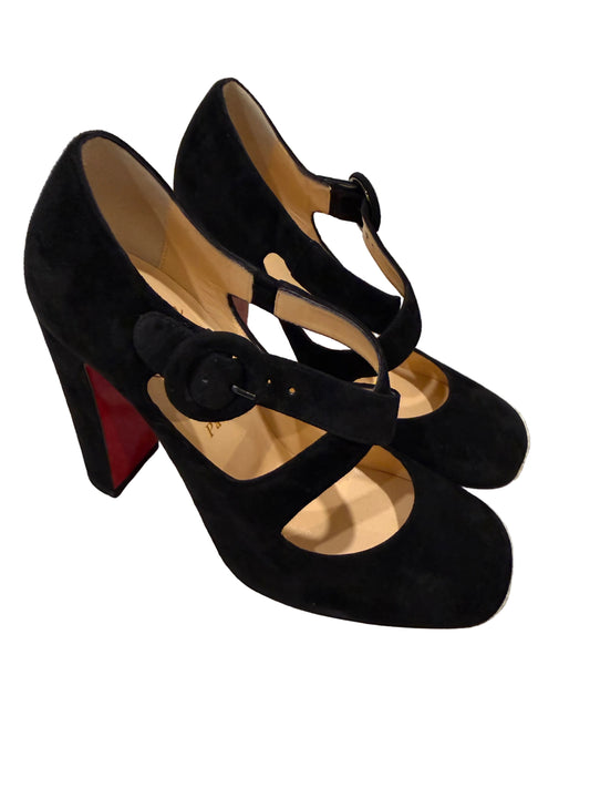Christian Louboutin “Miss Ellen” 100 Black Suede Heels