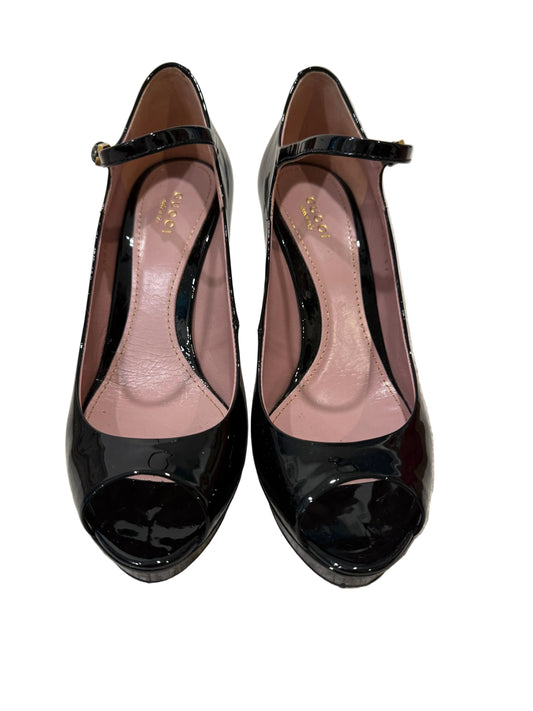 Gucci Black Patent Leather Mary Jane Heels