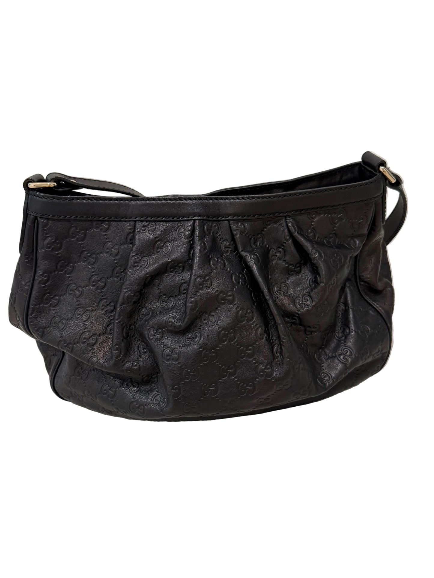 Gucci Guccissima Leather Shoulder Bag – Black