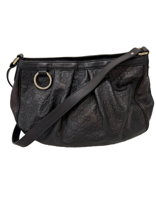Gucci Guccissima Leather Shoulder Bag – Black