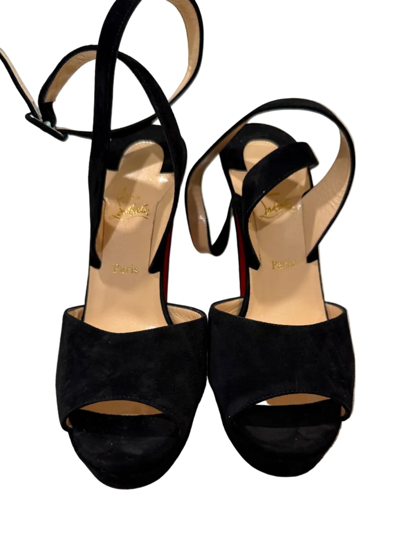 Christian Louboutin Black Suede Platform Heels – Red Sole