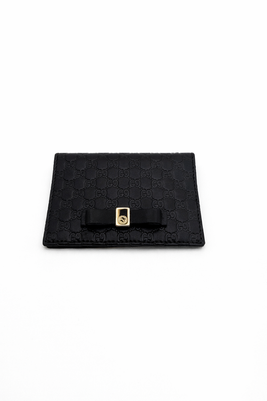 Gucci Black Leather GG Cardholder / ID Wallet