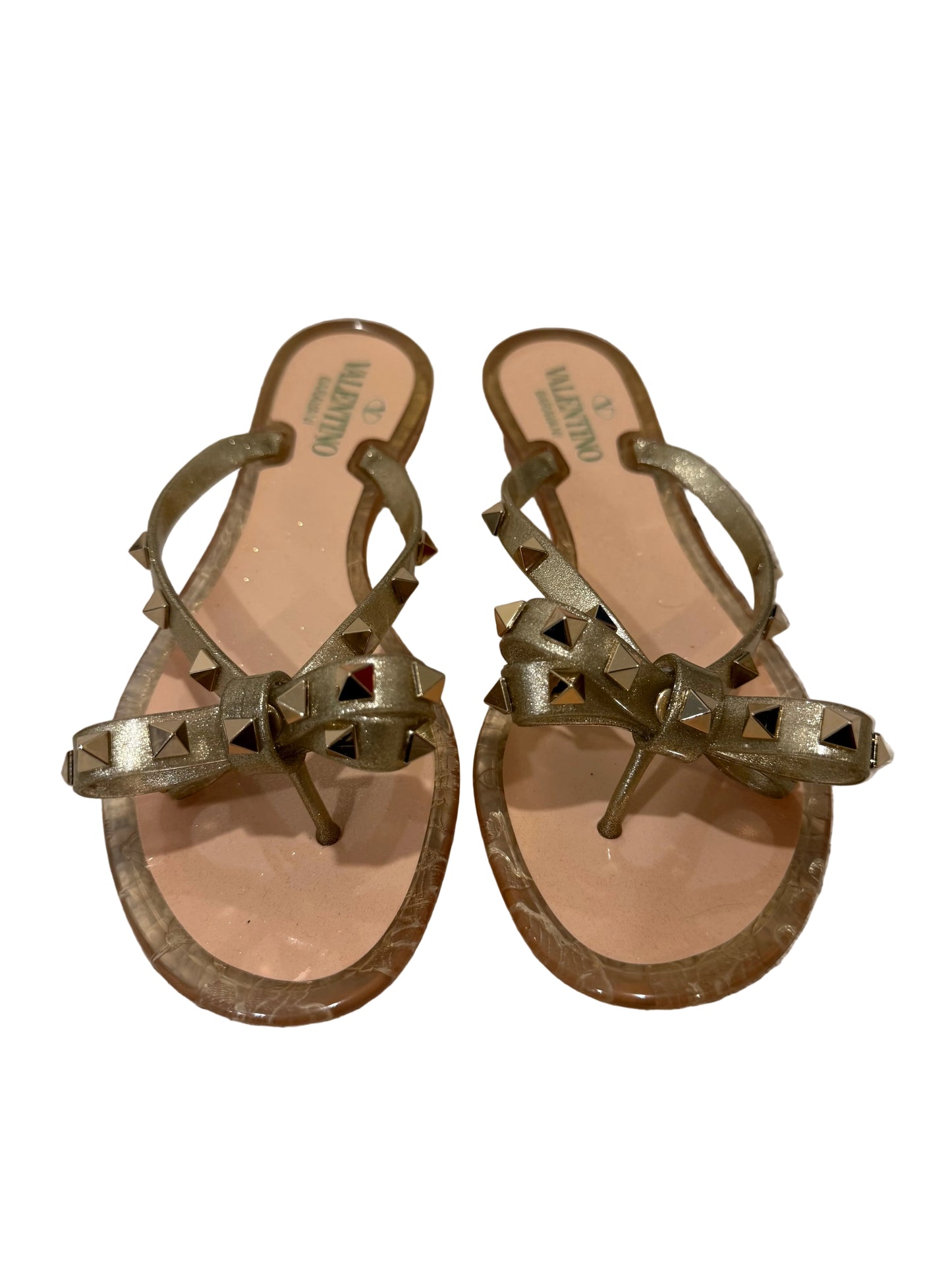 Valentino Garavani Rockstud Jelly Sandals – Gold