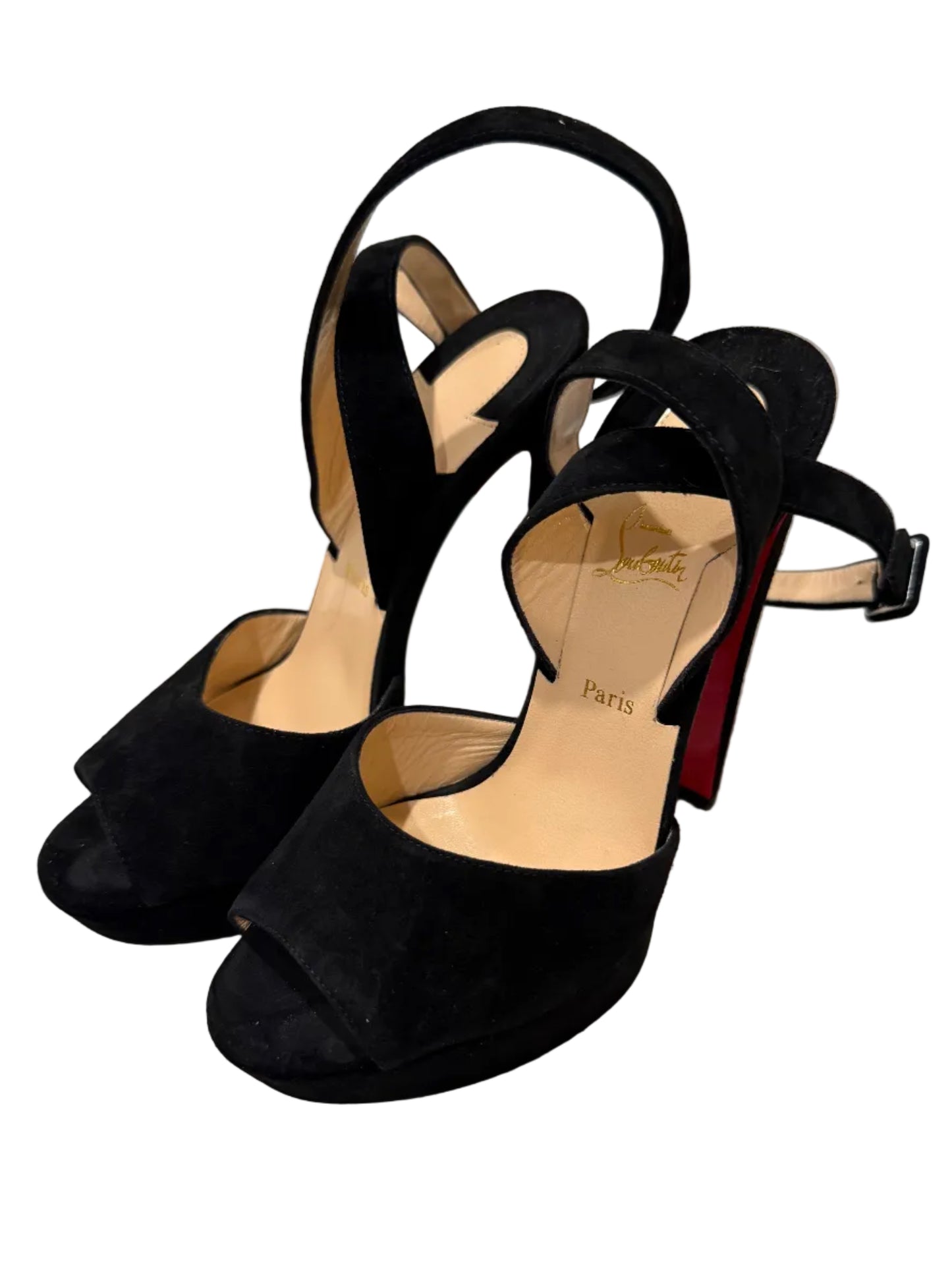 Christian Louboutin Black Suede Platform Heels – Red Sole