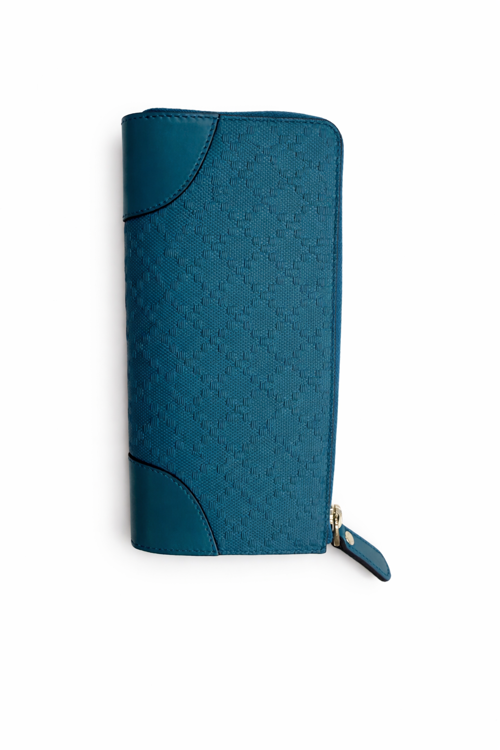 Gucci Teal Zip-Around Wallet | Gold-Tone Hardware