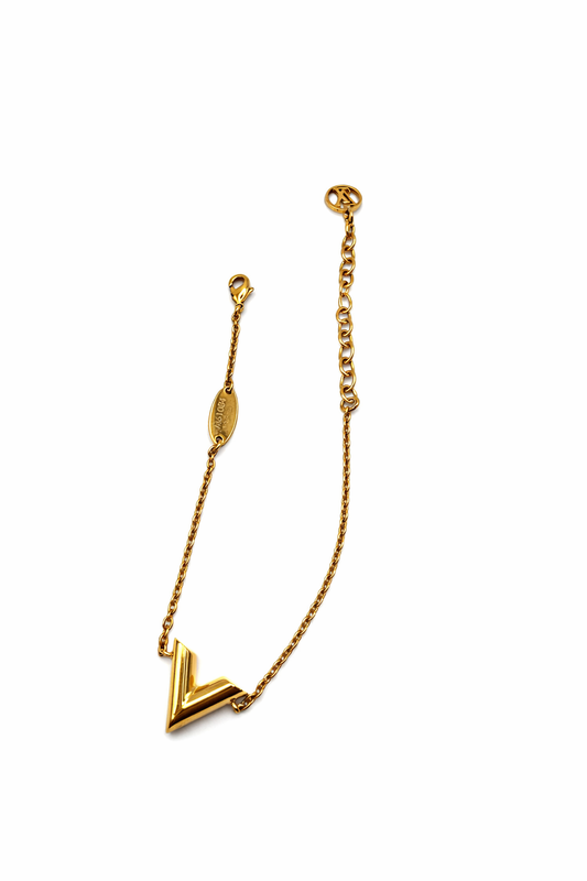 Louis Vuitton V Bracelet – Gold Tone