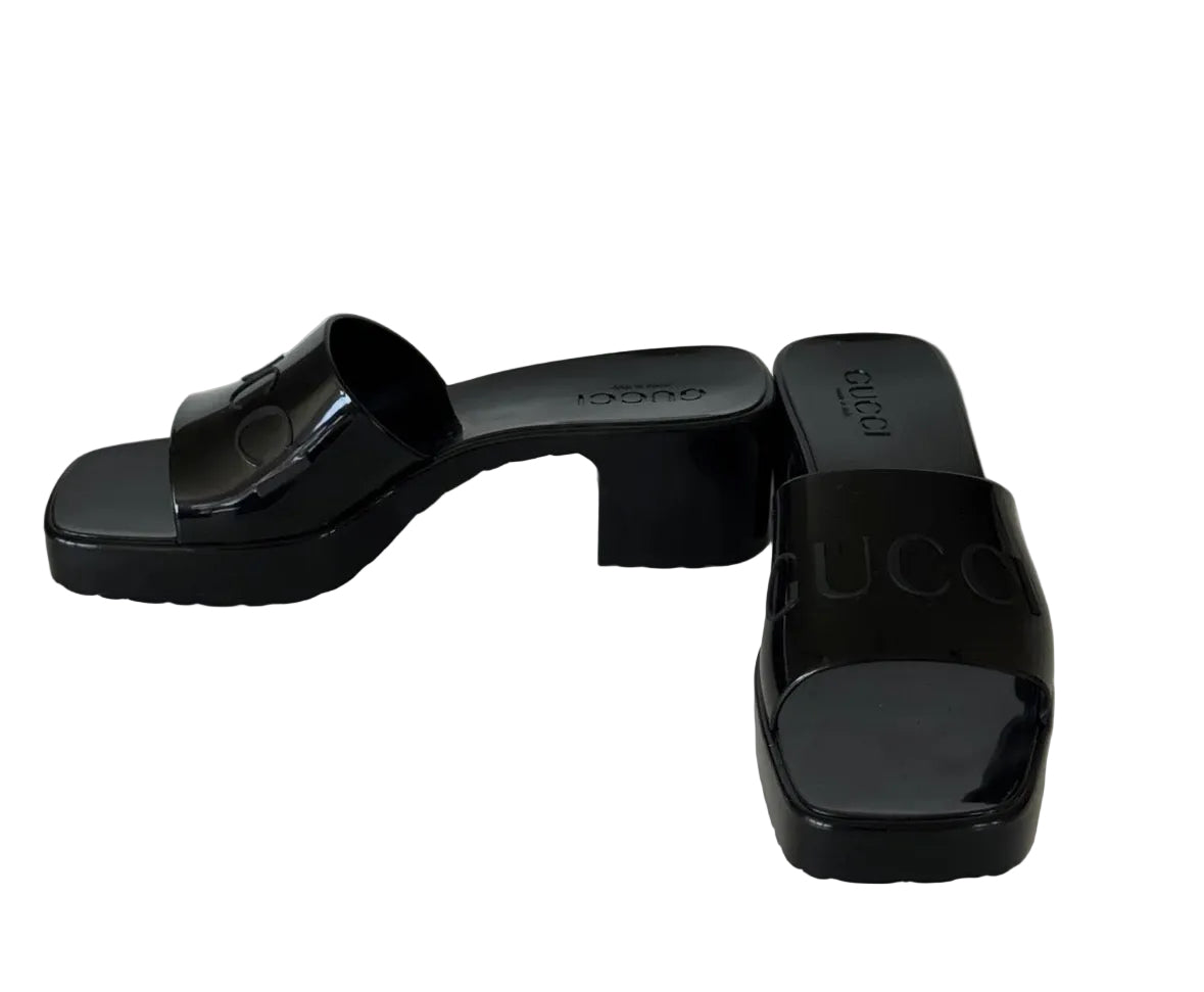 Gucci Black Rubber Slide Sandals