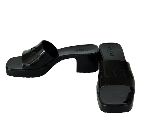 Gucci Black Rubber Slide Sandals