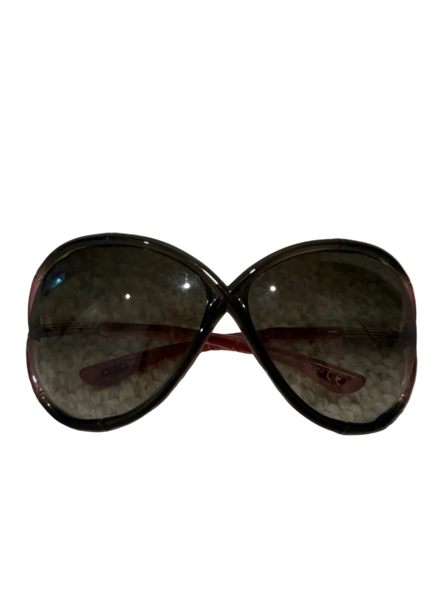 Tom Ford Oversized Butterfly Sunglasses with Bamboo-Style Gold Arms