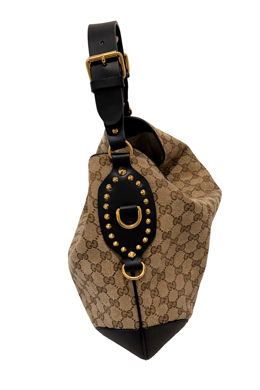 Gucci GG Canvas Studded Hobo Bag